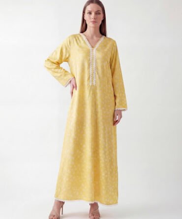 Canary Yellow Lace Soft-Blend Kaftan
