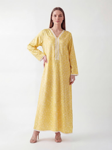 Canary Yellow Lace Soft-Blend Kaftan