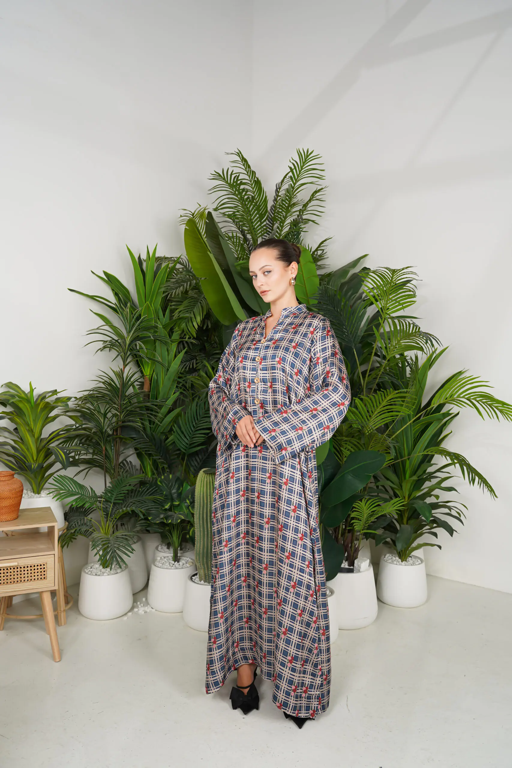 Heritage Check Silk Kaftan