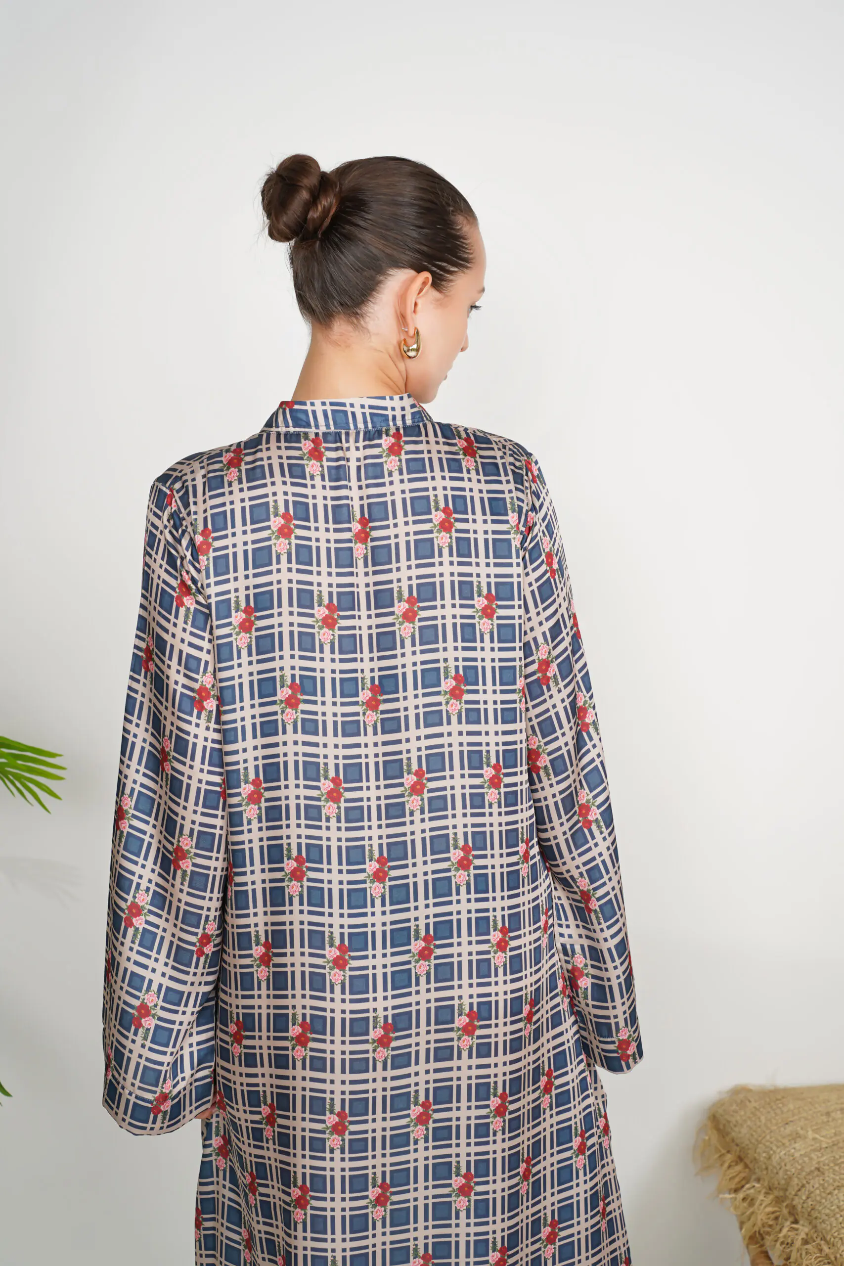 Heritage Check Silk Kaftan - Image 4
