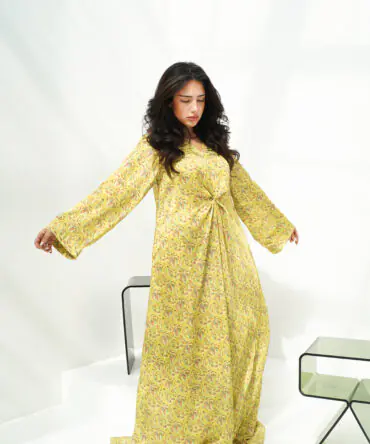 Golden Meadow Linen Kaftan