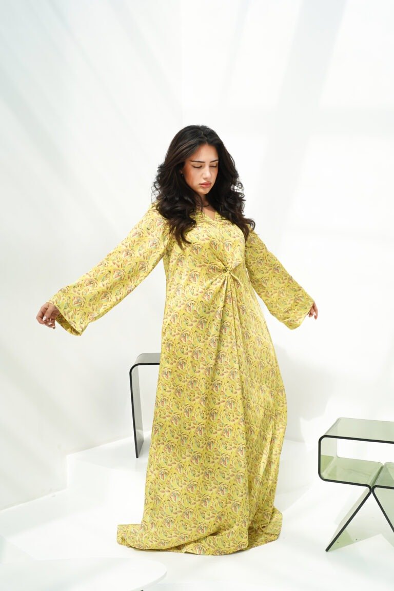 Golden Meadow Linen Kaftan